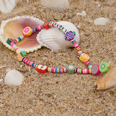 Resin Rainbow Pearl Beaded Mobile Phone Lanyard